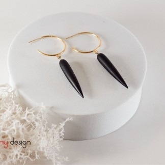 Onyx with 14k gold hoop earings